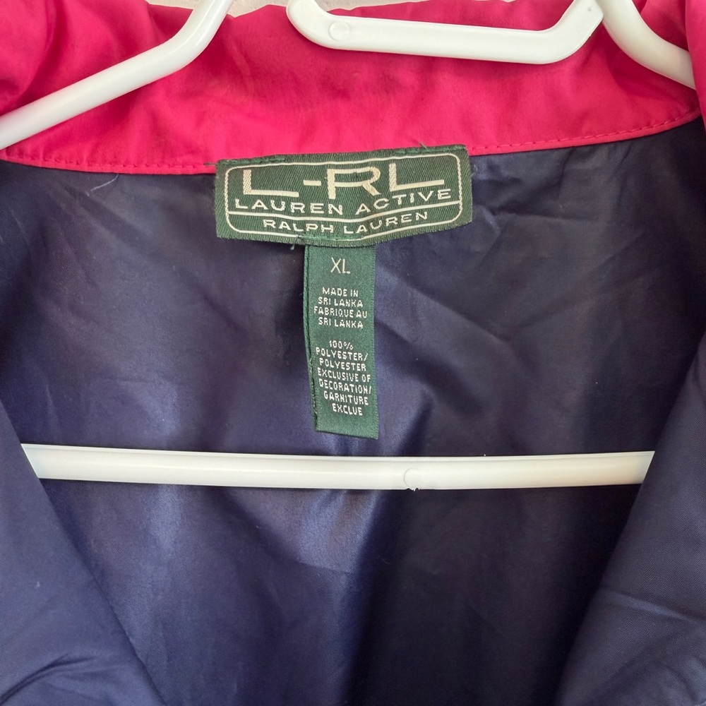 Ralph Lauren RLX Navy Windbreaker Jacket Pink Crest Logo Full Zip Lightweight - Picture 3 of 4